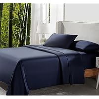 California Design Den Rayon from Bamboo Sheets Set, Cooling Queen Size Bed Luxury Silk Sheets, 4 Piece, Bedsheets with Snug Fitted Deep Pockets and Pilling Resistant ( Navy Blue)