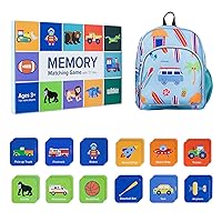 Wildkin 12-inch Backpack and Boys Memory Matching Game (72 pc) Bundle: Boost Memory Educational Card, and Comfortable Kids Backpack (Surf Shack)