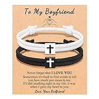 UNGENT THEM Cross Braided Rope Bracelet for Men Women, Easter Christian Baptism Christmas Valentine's Day Gifts for Couples Son Daughter Brother Teens Girls