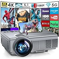 YOWHICK Movie Projector with WiFi and Bluetooth, Native 1080P Outdoor Projector 4K Support, Home Theater Projector with Screen, for HDMI, VGA, USB, Laptop, iOS & Android Phone