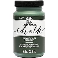FolkArt, Antique Green Assorted Home Décor 8 fl oz / 236 ml Acrylic Chalk Paint For Easy To Apply DIY Arts And Crafts, Ultra Matte Finish, 11961