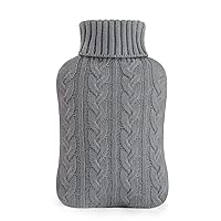 samply Hot Water Bottle with Knitted Cover, 2L Hot Water Bag for Pain Relief, Menstrual Cramps, Hot and Cold Compress, Hand Feet Warmer, Bed Warmer, Hot Bottle Water Bag for Kids, Men & Women, Grey