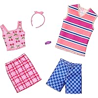 Barbie Clothes Set, Fashion & Accessory Pack Ken Dolls with 2 Complete Looks, Cherry-Inspired Theme