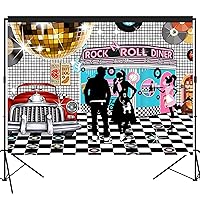 50s Diner Backdrop Large Banner Decoration Dessert Table Background Photobooth Prop Non-Washable 7x5feet