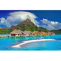 Tahiti French Polynesia Jigsaw Puzzle for Adults 1000 Piece Wooden Travel Gift Souvenir