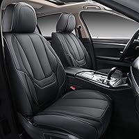 Coverado Car Seat Covers Full Set, Seat Covers for Cars, Black Car Seat Cover, Car Seat Protector Waterproof, Nappa Leather Car Seat Cushion, Car Seat Covers Front Seats and Back Fit for Most Cars