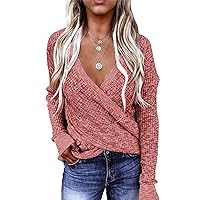 Women's Oversized Sweaters Long Sleeve Knitted Asymmetric Hem Pullover Solid Color Tops Cute Sweaters