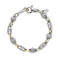 18k Yellow Gold And Sterling Silver Oval Link Bracelet, 7.5