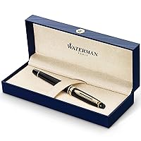 Expert Rollerball Pen | Gloss Black with 23k Gold Trim | Fine Point | Black Ink | Gift Box