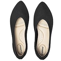 Veittes Women's Wide Width Flats Shoes, Comfortable Breathable Soft Ladies Slip on Knitted Ballet Shoes.