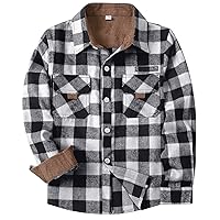 SANGTREE Boys and Mens Flannel Shirts Long Sleeve Button Down Plaid Shirts,Corduroy Lined Cuffs & Collar