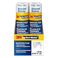 3M Hand Masker Advanced Masking Film, 8 Rolls, 72 in x 90 ft, Static Cling Keeps Film in Place, Prevents Liquids From Bleeding Through, Flake Resistant, For Indoors & Outdoors Use (AMF72-8C)