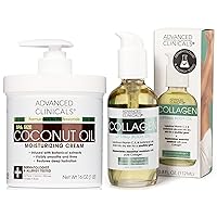 Advanced Clinicals Coconut Oil Moisturizing Cream + Collagen Lifting Body Oil Set