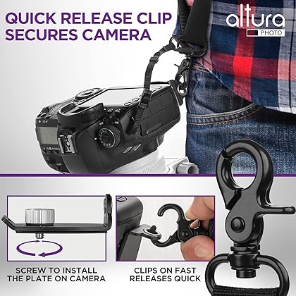 Altura Photo Camera Neck Strap w. Quick Release & Safety Tether - Camera Straps For Photographers - Adjustable DSLR Camera Strap for Sony, Nikon & Canon - Safe & Secure Camera Strap Quick Release