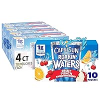 Capri Sun Roarin' Waters Fruit Punch Wave Naturally Flavored Water Kids Beverage (40 ct Pack, 4 Boxes of 10 Pouches)