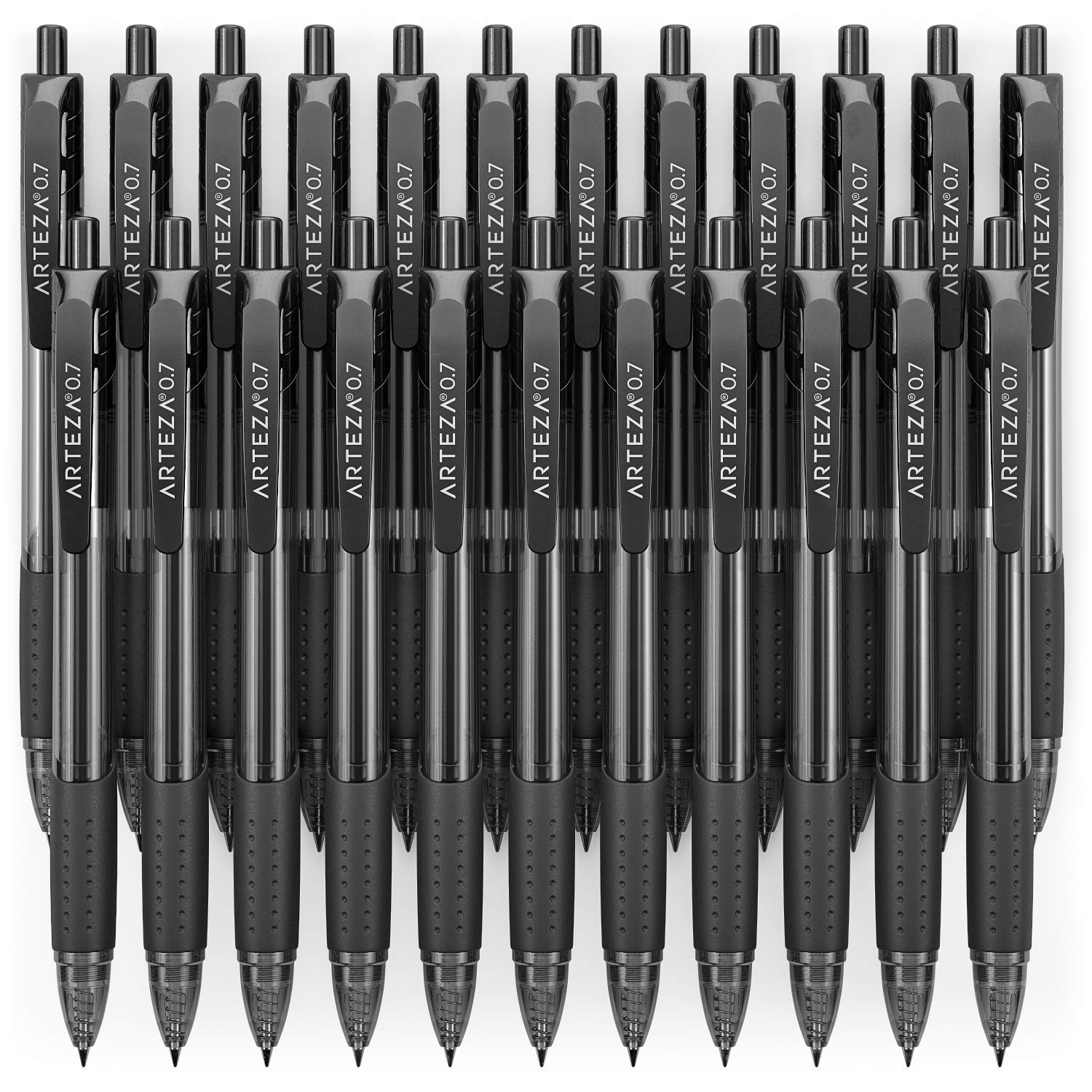 ARTEZA Gel Pens, Pack of 24 Black Roller Ball Pens, 0.7mm Medium Point, Retractable, Quick Drying Ink, Office Supplies for Note-Taking and Journaling