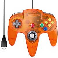 SAFFUN [USB Version] Classic N64 Controller, N64 Wired USB PC Game pad Joystick, N64 Bit USB Wired Game Stick for Windows PC MAC Linux Genesis Raspberry Pi Retropie Emulator [Plug & Play] (Orange)