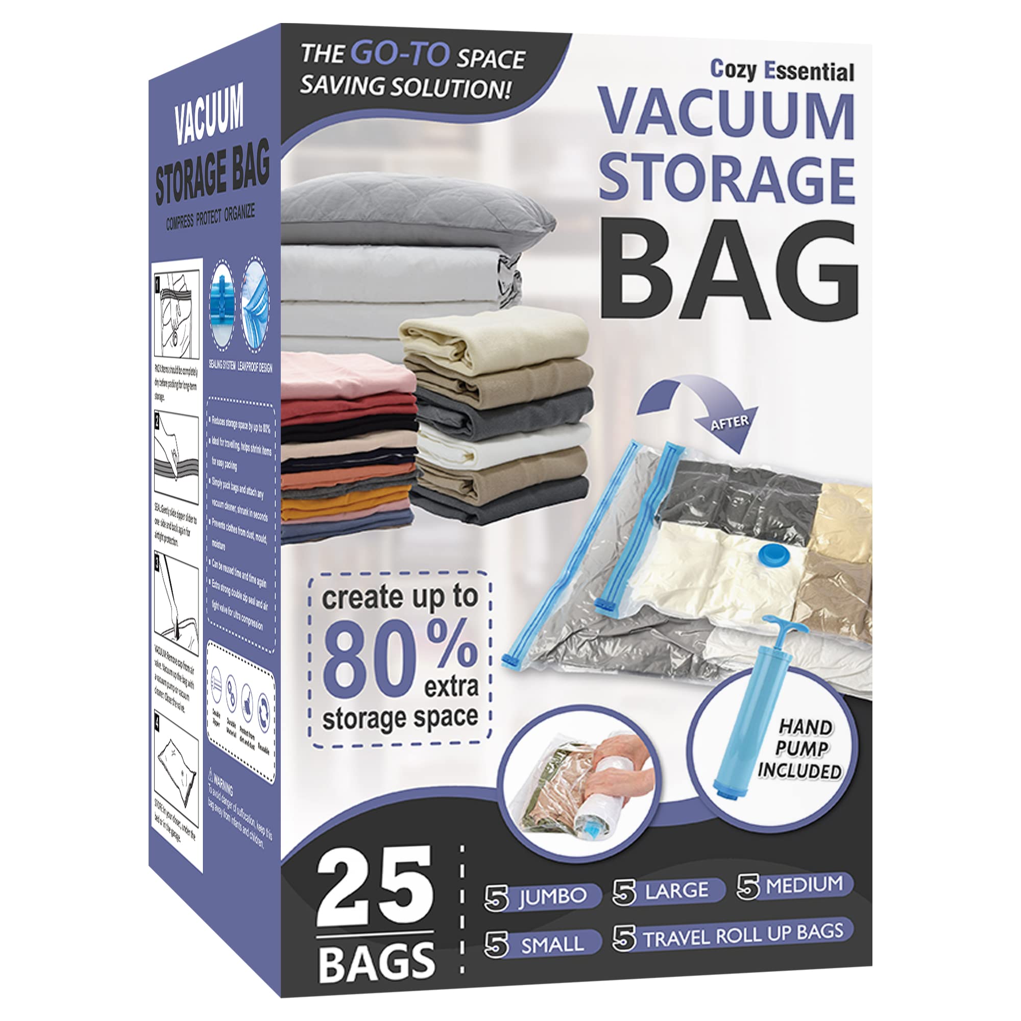 Vacuum Storage Bags 12 Pack (50 X60) CmSpace Saving Bags for Comforters  Clothes Pillow Bedding Blanket