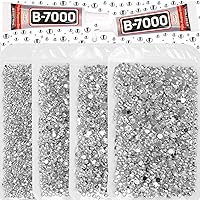 b7000 Glue Clear for 30200Pcs Silver Clear Rhinestones Flatback for Crafts Clothing Clothes Shoes Fabric Crafting DIY Decor, Flat Back Crystals Diamonds Gems Bulk Bedazzer Kit with Rhinestones 2-5mm
