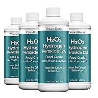 H2O2 Hydrogen Peroxide 12 Percent Aqueous Solution - Food Grade, 16 Fl Oz, 4 Pack (Total: 64 Fl Oz)
