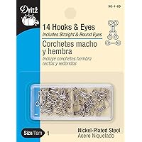 Dritz 90-1-65 Hook & Eye Closures, Nickel, Size 1 14-Count
