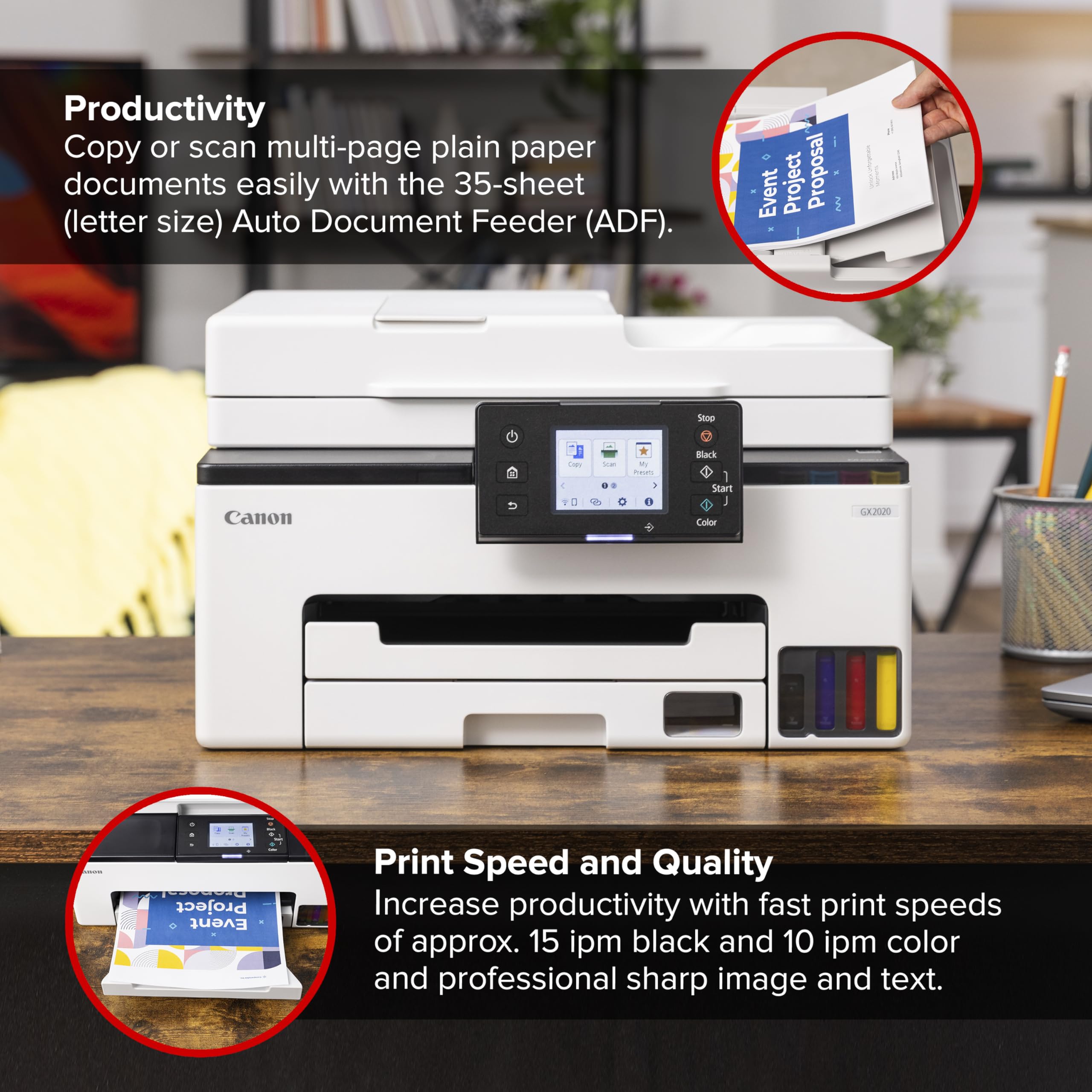 Canon MAXIFY GX2020 – Wireless Home and Office All-in-One Printer with MegaTank Technology