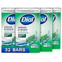 Dial Antibacterial Bar Soap, Refresh & Renew, Mountain Fresh, 4 oz, 32 Bars