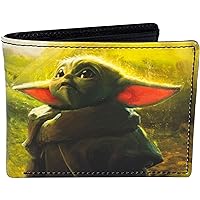 Concept One Star Wars Grogu Wallet, The Mandalorian Slim Bifold Wallet with Decorative Tin Case, Green