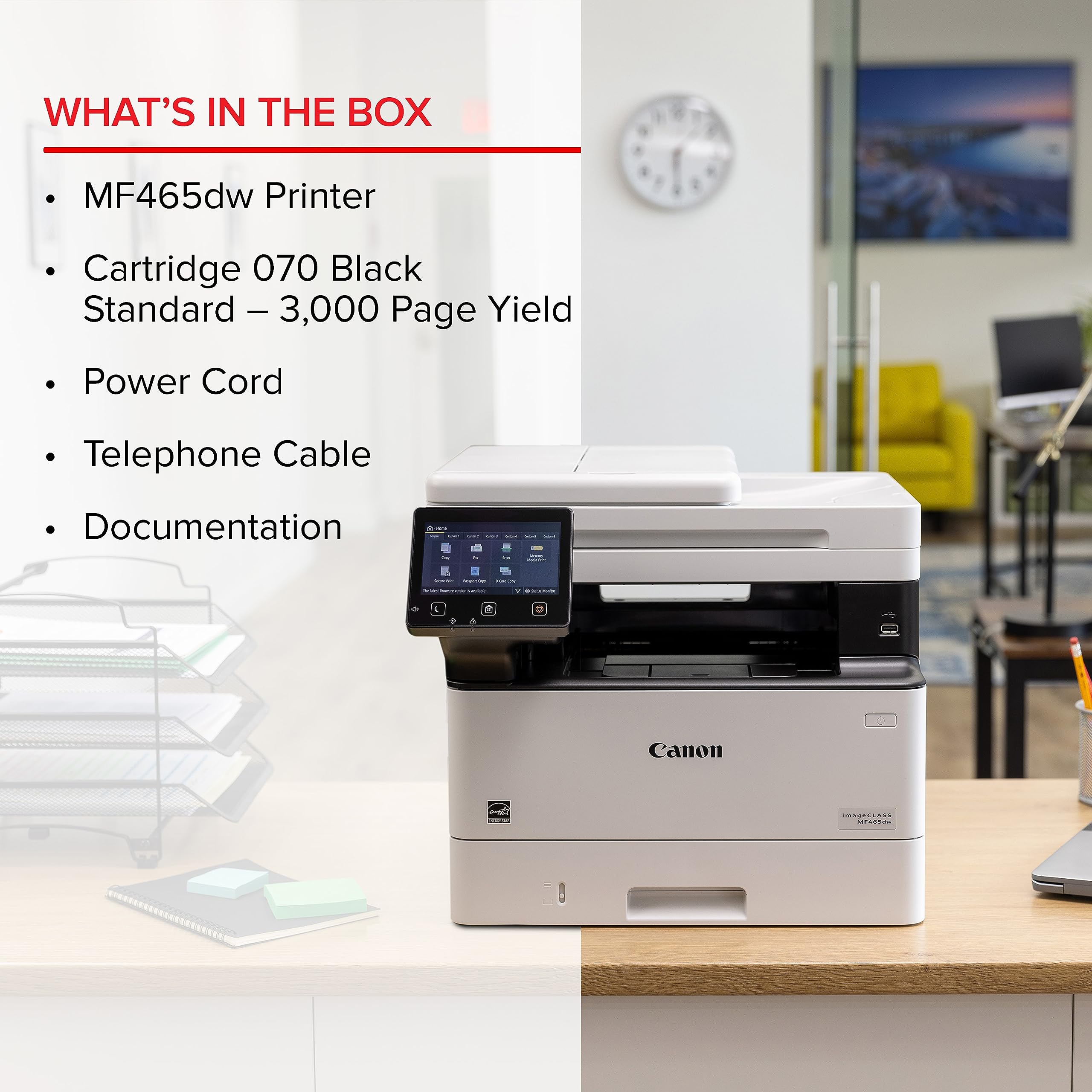 Canon imageCLASS MF465dw - All in One, Wireless, Mobile Ready, Duplex Laser Printer with Expandable Paper Capacity and 3 Year Limited Warranty,White
