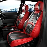 ASLONG 5PCS 2025 Front and Back Car Seat Covers Auto Interior Accessories with Water Proof Nappa Leather for Cars SUV Pick-up Truck Universal Comfortable and Breathable (Full Set, Martha Red)
