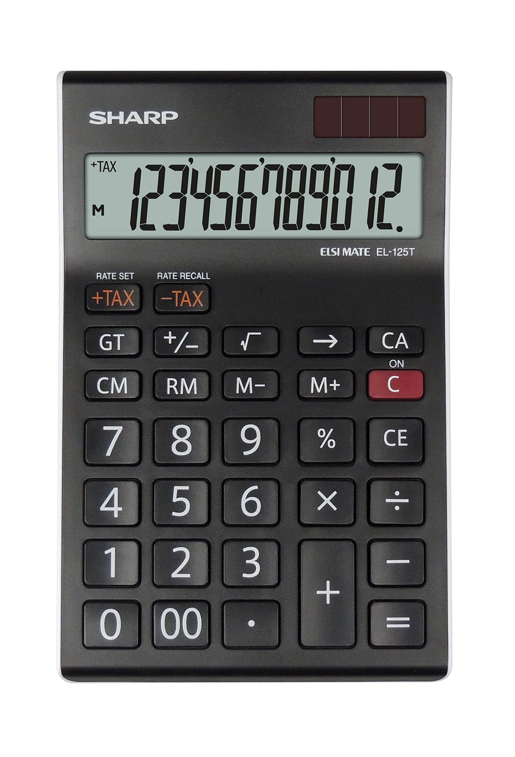 Sharp EL-125TWH Office Desktop Calculator - Black/White