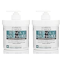 Advanced Clinicals Retinol Body & Face Lotion W/Niacinamide, Dry Skin Face Moisturizer & Crepey Skin Care Treatment, Anti Aging Retinol Cream Reduces Look Of Wrinkles, Sagging Skin, & Age Spots, 2PC