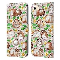 Head Case Designs Officially Licensed Micklyn Le Feuvre Guinea Pigs and Daisies in Watercolour On Tan Patterns 2 Leather Book Wallet Case Cover Compatible with Apple iPhone 7/8 / SE 2020 & 2022
