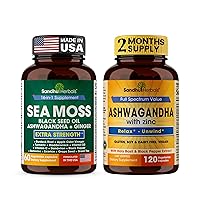 Sandhu Herbals Sea Moss 16 in 1 Supplement & 4 in 1 Ashwagandha Supplement| Supports Immune Health, Overall Wellness| Made in USA