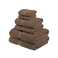 Superior Egyptian Cotton Pile 6 Piece Towel Set, Includes 2 Bath, 2 Hand, 2 Face Towels/Washcloths, Ultra Soft Luxury Towels, Thick Plush Essentials, Guest Bath, Spa, Hotel Bathroom, Chocolate