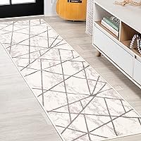 JONATHAN Y LUX105A-28 Patras Modern Geometric Marbled Indoor -Area Rug, Contemporary, Scandinavian, Coastal Easy-Cleaning,Bedroom,Kitchen,Living Room,Non Shedding, Ivory/Gray, 2 X 8