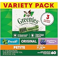 Greenies Petite Natural Dental Care Dog Treats, 36 oz. Variety Pack, 60 Total Treats
