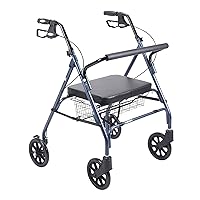 Drive Medical 10215BL-1 Bariatric Foldable Rollator Walker with Seat, Blue