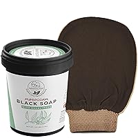 Natural Elephant Moroccan Spa Essentials: 1kg Black Soap & Premium Kessa Hammam Glove Bundle