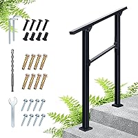 2 Step Handrails for Outdoor Steps,Stair Railing Outdoor for Exterior Steps Metal Hand Railings Kit for Porch,Staircase Hand Rails for Seniors Indoor,Decking Railings for Elderly,Pregnant