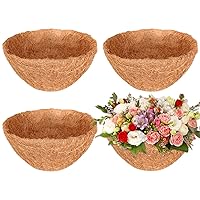Halatool 4PCS 8 Inch Coconut Liners Coco Coir Hanging Basket Liners 100% Natural Coco Fiber Liners Round Coco Liners for Planters Flowers Vegetables
