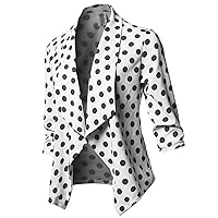 Women's Stretch 3/4 Gathered Sleeve Open Blazer Jacket