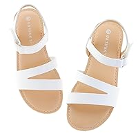 FLYFUPPY Girls Sandals Open Toe Strappy Outdoor Flats Hook and Loop Kids Summer Shoes for Girls