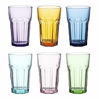 TIMEFOTO Drinking Glasses Set of 4 Colored Glass Cups Heavy Vintage  Glassware 10 Oz for Water Juice Milk