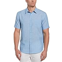 Cubavera Men's Travel Select Linen Blend One Pocket Short Sleeve Button-Down Shirt