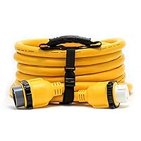 Camco PowerGrip 25-Foot Marine/Boat Extension Cord with 50M/50F Locking Adapters | Allows for Easy Boat Connection to Distant Power Outlets (55621)