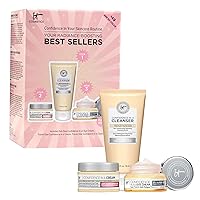 Radiance Boosting Best Sellers Skincare Gift Set – 3-Piece Set with Anti-Aging Peptide Eye Cream, Hydrating Face Moisturizer & Facial Cleanser – Vegan Kit with Travel Sizes
