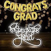 KatchOn, Gold Congrats Grad Balloons - Pack of 3 | Congrats Grad Neon Sign | Gold Congratulations Balloons, Graduation Balloons Class of 2024 | Congrats Grad Sign For Graduation Decor Class of 2024