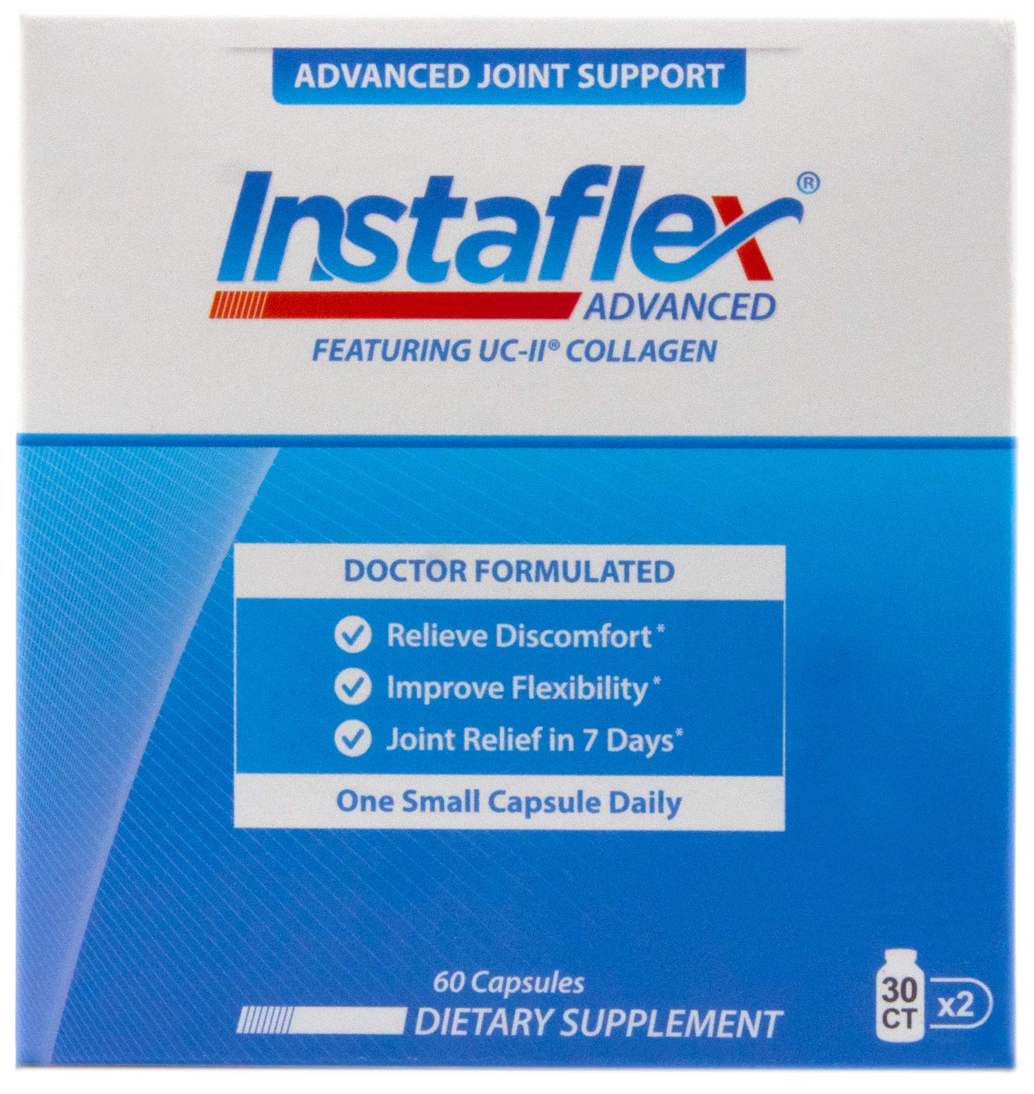 Instaflex Advanced Joint Support Nutritional Supplement Capsule with Doctor Formulated Joint Relief Supplement, Featuring UC-II Collagen & 5 Other Joint Discomfort Fighting Ingredients, 60 Ct