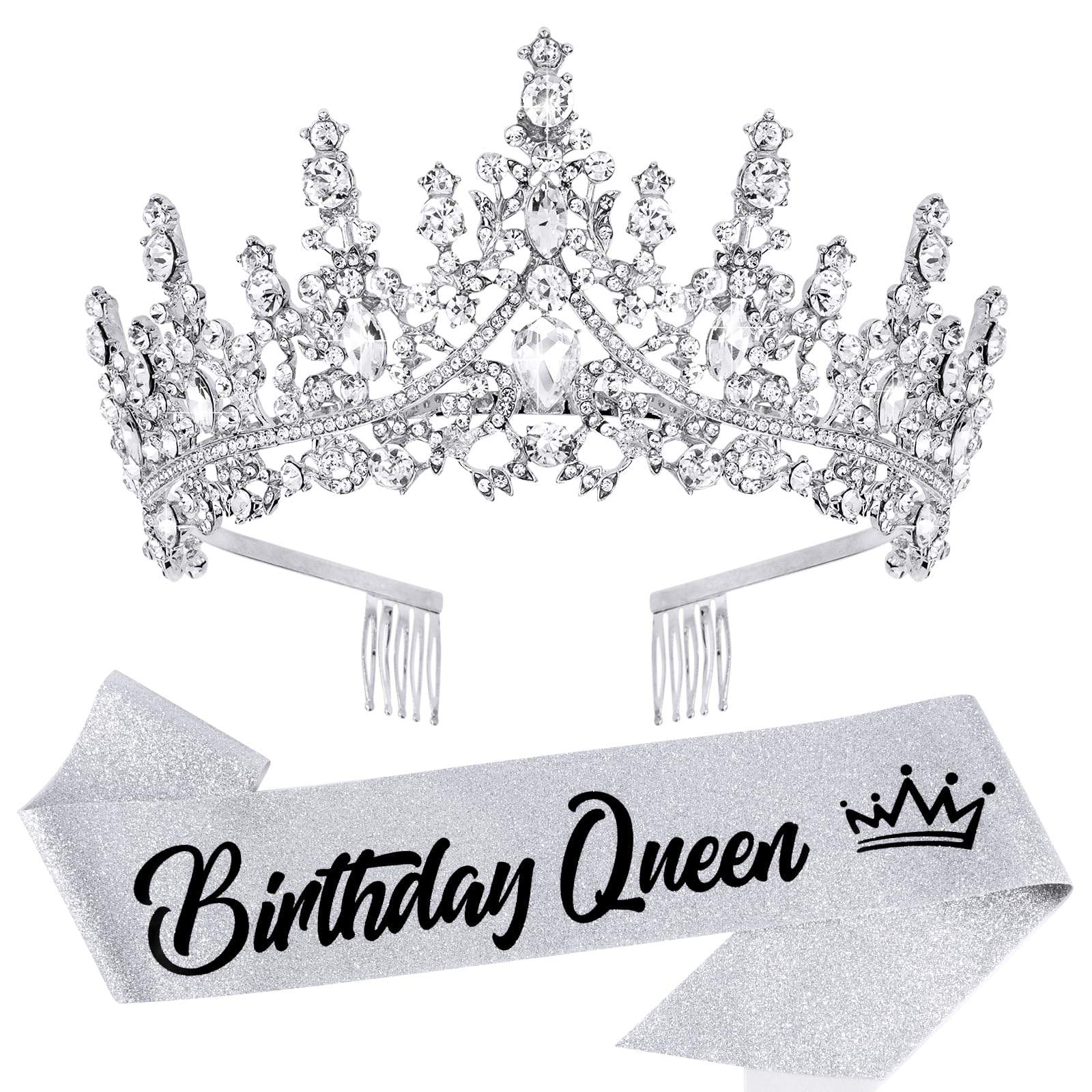 Mua VELSCRUN Silver Crystal Birthday Queen Tiara Crowns for Women ...